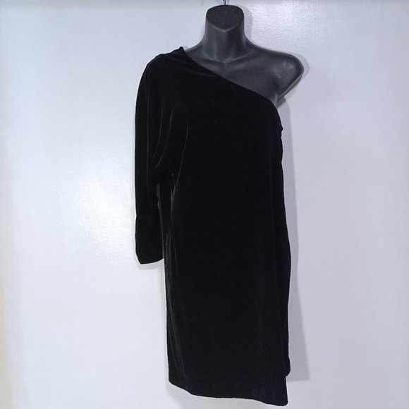 Theory Birkita Velvet One Shoulder Mini Cocktail Dress in Black Size 4 NWT LBD - Picture 1 of 7